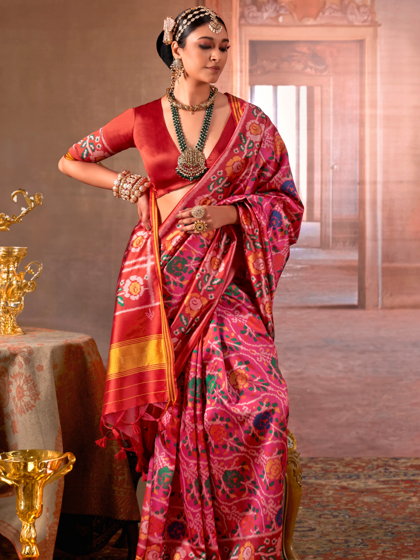 Traditional Pink Patan Patola Silk Saree
