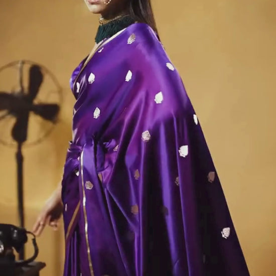 party wear purple saree
