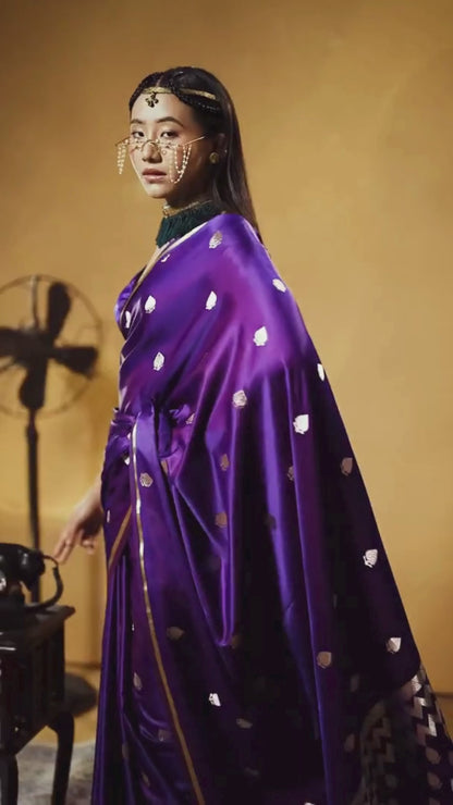 party wear purple saree