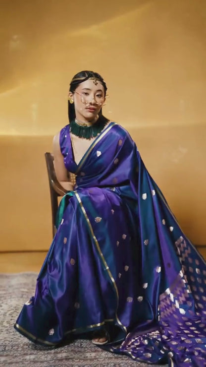 blue saree look for wedding party
