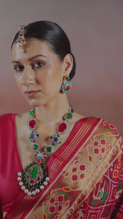 Crimson Red Printed Patola Silk Saree