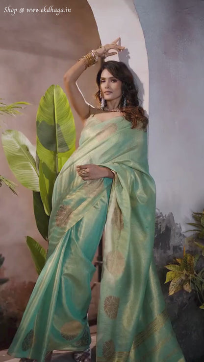 party wear tissue silk saree